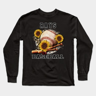 Awesome Baseball Name Rays Proud Team Flowers Long Sleeve T-Shirt